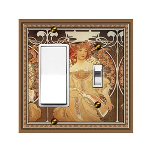 1453X Art Nouveau Mucha Reverie Daydream Flowers & Scrolls Mrs Butler Unique Switchplate Cover Use Drop Down Box Below See Many Muchas image 5