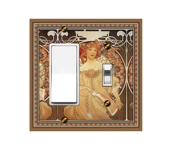 1453X Art Nouveau Mucha Reverie Daydream Floral & Swirls ~ Mrs Butler Unique Switchplate Cover ~ Use Drop Down Boxes Below ~ See Many Muchas