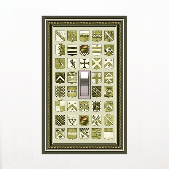 0489X - Medieval coat of arms light switch plate - - mrs butler switchplates -