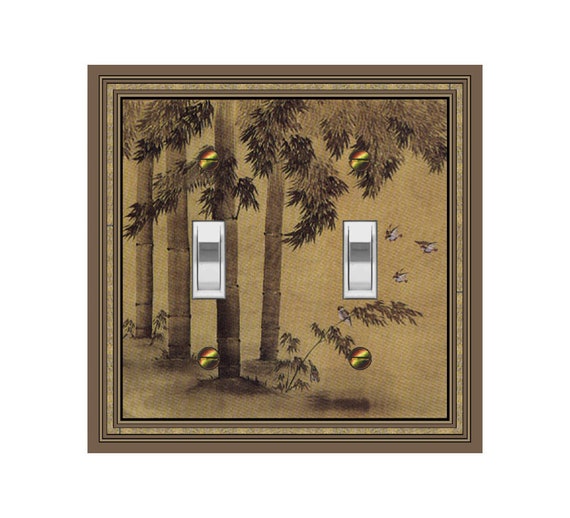 1597X Flat Image of Vintage Look Bamboo Grove with Birds (Looks Textured) ~ Mrs Butler Unique Switchplate Cover ~ Use Drop Down Boxes Below