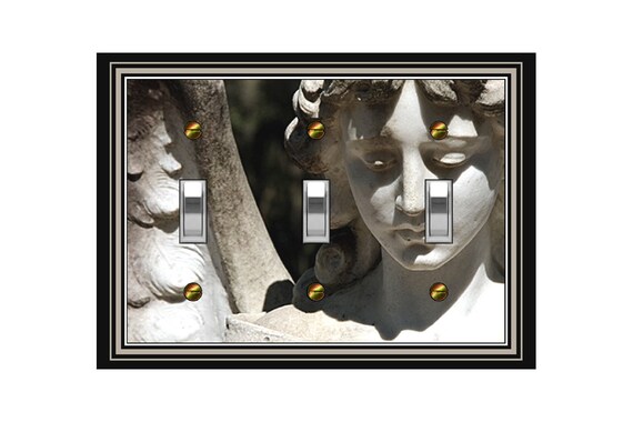 0187X Close up Image Stone Statue Sad Angel w/ Wing ~ Mrs Butler Unique Switchplate Cover ~ Use Drop Down Box Below ~ See Many Angel Designs