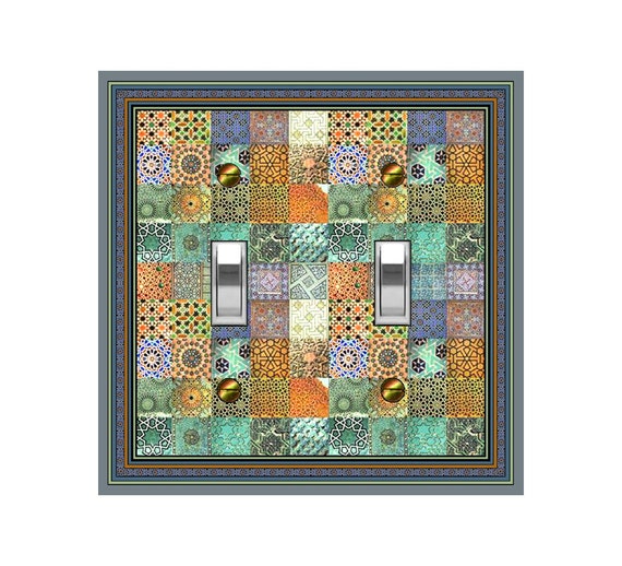 0176X Flat Image of Vibrant Colorful Faux Mexican Tiles ~ Mrs Butler Unique Switchplate Cover ~ Use Drop Down Boxes ~ Many Other Faux Tiles