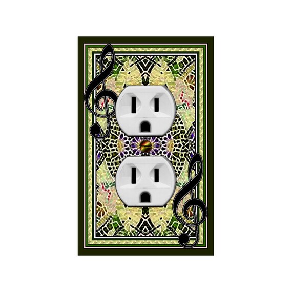 1414A G Clef Music on Image of Colorful Mosaic ~ Mrs Butler Unique Switchplate Cover ~ Use Drop Down Box Below ~ 1414B for Background Design