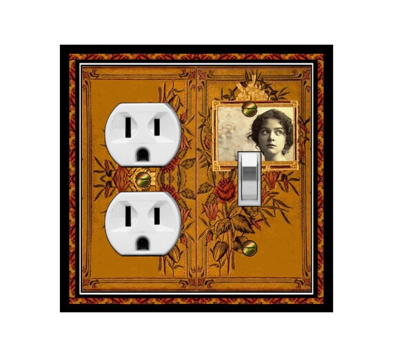 0381X Flat Image of Vintage Sepia Floral Book Cover w/ Victorian Woman, Flowers ~ Mrs Butler Unique Switchplate ~ Use Drop Down Boxes Below