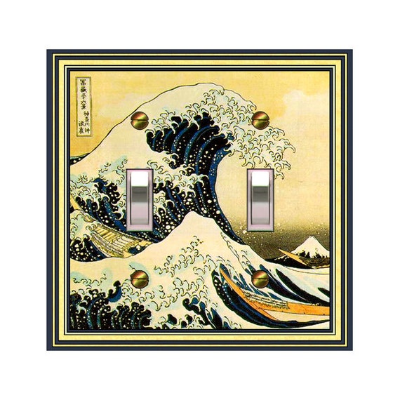 1151X Hokusai, The Great Wave off Kanagawa w/ Boats, Mountain & Ocean ~ Mrs Butler Unique Switchplates ~ Use Drop Down Boxes Below