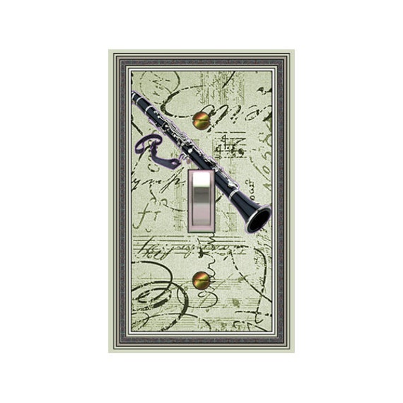 0332A - Clarinet on Sheet Music - mrs butler switch plate covers -