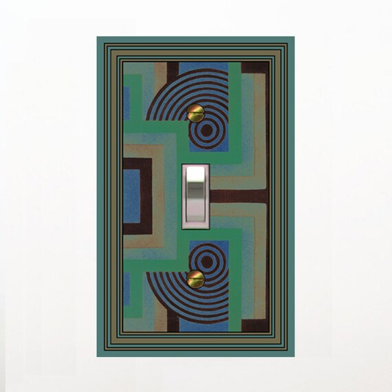 0495b - Mod - Blue/Green -  mrs butler switch plate covers - - also see 0495a
