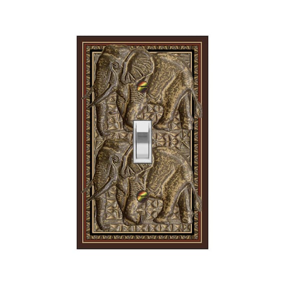 1658X Image of Faux Stone Elephant [FLAT but looks Raised] ~ Mrs Butler Unique Switchplate Cover ~ Use Drop Down Box Below ~ See Rhino 1651X