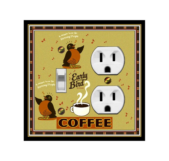 0189B Vintage Ad Inspired Early Bird Coffee ~ Mrs Butler Unique Switchplate Cover ~ Use Drop Down Boxes Below ~ See 0189X Variation