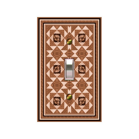 0311B - Quilt Bkgd light switch plate cover -mrs butler switchplates - choose sizes / prices from drop down-mix/match w/0311a