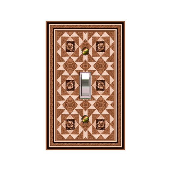 0311B - Quilt Bkgd light switch plate cover -mrs butler switchplates - choose sizes / prices from drop down-mix/match w/0311a