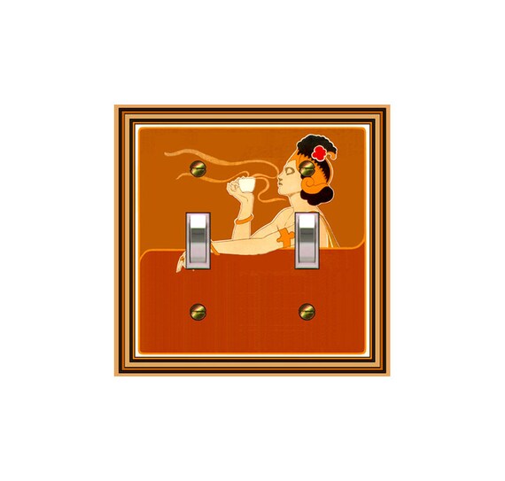 0742X Art Deco Vintage Rajah Coffee Woman ~ Mrs Butler Unique Switchplate Cover ~ Use Drop Down Box Below ~ See Other Coffee Designs