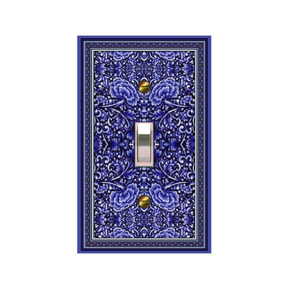 0286B Intricate Cobalt Blue Floral Inspired Design ~ Mrs Butler Unique Switchplates ~ Use Drop Downs Below ~ See 0286A Coordinating Design