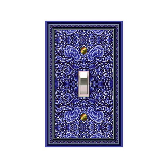 0286B Intricate Cobalt Blue Floral Inspired Design ~ Mrs Butler Unique Switchplates ~ Use Drop Downs Below ~ See 0286A Coordinating Design