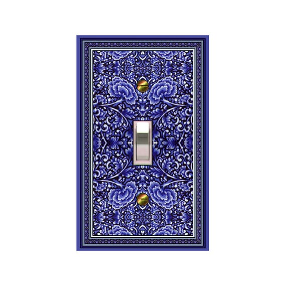 0286B Intricate Cobalt Blue Floral Inspired Design ~ Mrs Butler Unique Switchplates ~ Use Drop Downs Below ~ See 0286A Coordinating Design