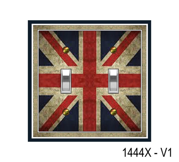 1444X Flat Image Faux Antiqued British Flag United Kingdom UK Union Jack ~ Mrs Butler Unique Switchplates ~ Use Drop Downs ~ See Other Flags