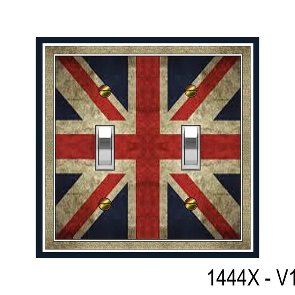 1444X Flat Image Faux Antiqued British Flag United Kingdom UK Union Jack ~ Mrs Butler Unique Switchplates ~ Use Drop Downs ~ See Other Flags