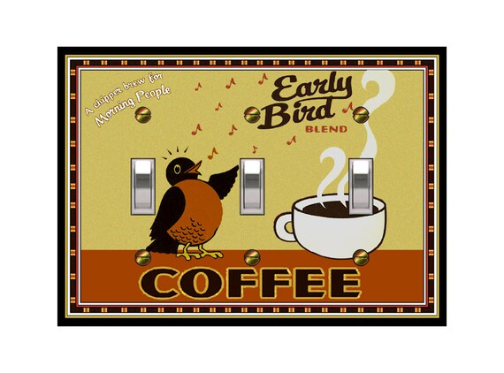 0189X Vintage Ad Early Bird Coffee Singing Bird - Mrs Butler Unique Switchplate Cover - Use Drop Down Boxes Below ~ See Variation 0189B