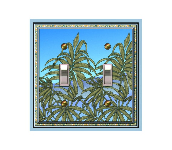 0558X Tropical Palm Fronds on a Blue Sky Bkgd ~ Mrs Butler Unique Switchplate Cover ~ Use Drop Down Boxes Below ~ See Other Palm Designs