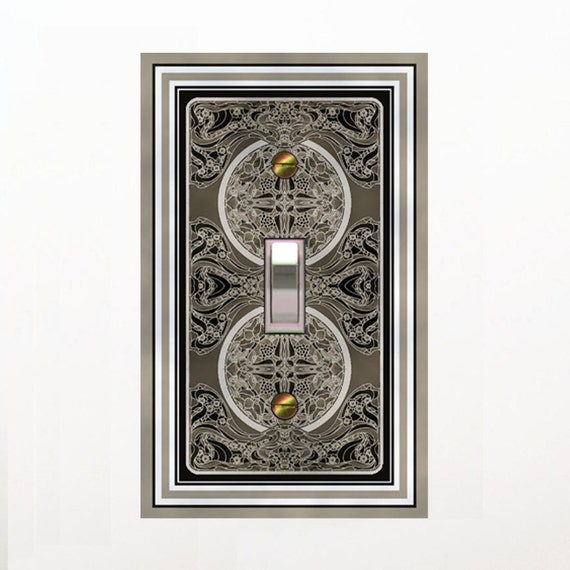1579X Unique Intricate Shades of Gray Faux Stained Glass Image Design mrs butler switch plate cover - Use drop down box below