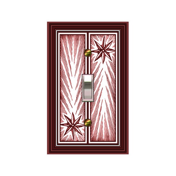 0115X Flat Image of Vintage Retro Woodcut Radiating Stars Design ~ Mrs Butler Unique Switchplate Cover ~ Use Drop Down Boxes Below