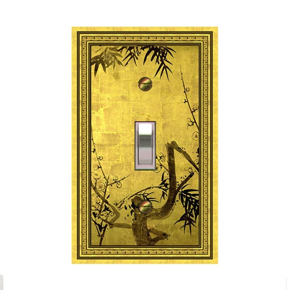 0561X Asian Golden Bamboo Design Yellow & Black ~ Mrs Butler Unique Switchplate Cover ~ Use Drop Down Boxes Below ~ See Other Bamboo Designs