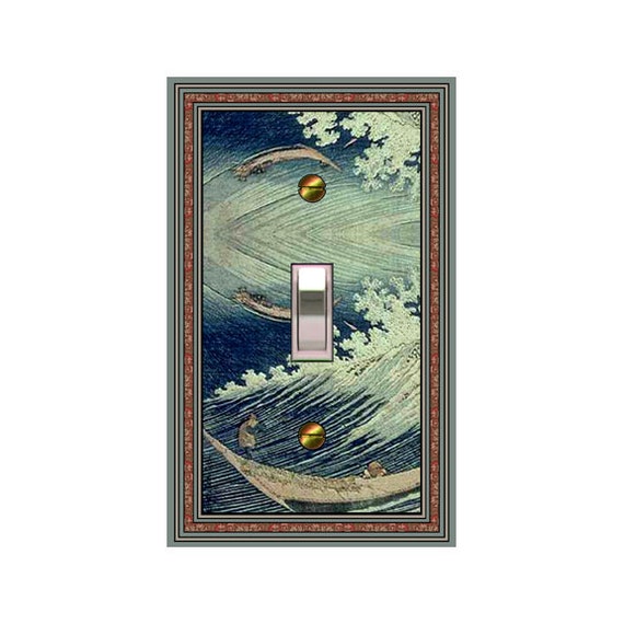 1602X Katsushika Hokusai, Ocean Waves People in Boats, Japanese, Edo Art Movement ~ Mrs Butler Unique Switchplate Cover ~Use Drop Down Boxes