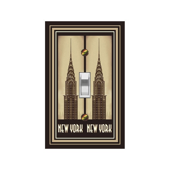 1519X Vintage Image New York Chrysler Building NYC Plain Border ~ Mrs Butler Unique Switchplates ~ Use Drop Downs ~See 1519N w/ Fancy Border