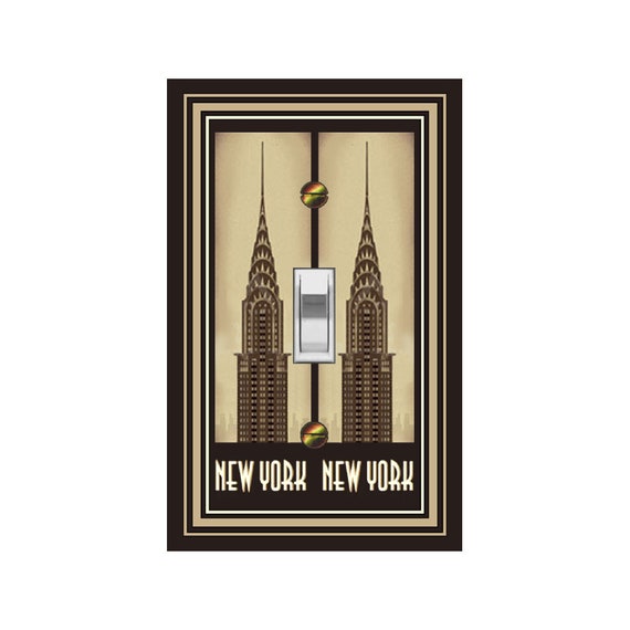 1519X Vintage Image New York Chrysler Building NYC Plain Border ~ Mrs Butler Unique Switchplates ~ Use Drop Downs ~See 1519N w/ Fancy Border