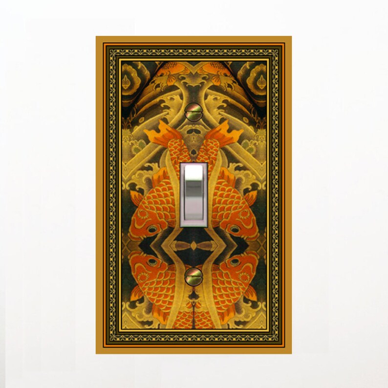 0240X Vibrant Image of Asian Inspired Lucky Feng Shui Carp Fish Tattoo ~ Mrs Butler Unique Switchplate ~ Use Drop Downs Below afbeelding 1