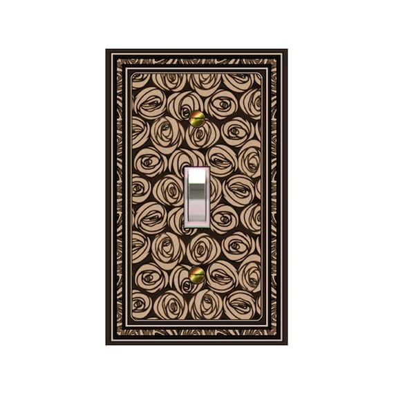 0555X Art Deco Mackintosh Brown Roses light switch plate cover-mrs butler switchplates-choose sizes/prices from drop down-many other colors
