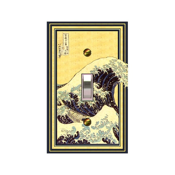 1151X Hokusai, The Great Wave off Kanagawa w/ Boats, Mountain & Ocean ~ Mrs Butler Unique Switchplates ~ Use Drop Down Boxes Below