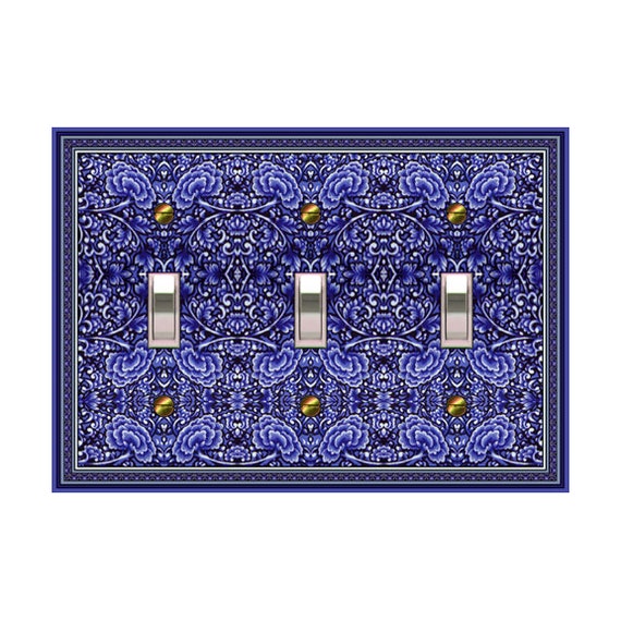 0286B Intricate Cobalt Blue Floral Inspired Design ~ Mrs Butler Unique Switchplates ~ Use Drop Downs Below ~ See 0286A Coordinating Design