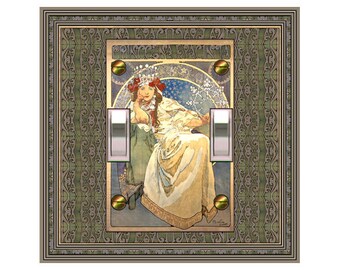 1436X Art Nouveau Mucha Princess Hyacinth Stars Sun Moon Flowers~ Mrs Butler Unique Switchplate Cover ~ Use Drop Down Boxes ~ See Many Mucha