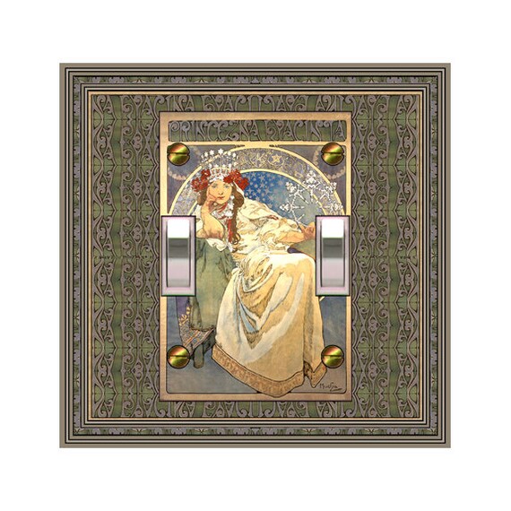 1436X Art Nouveau Mucha Princess Hyacinth Stars Sun Moon Flowers~ Mrs Butler Unique Switchplate Cover ~ Use Drop Down Boxes ~ See Many Mucha