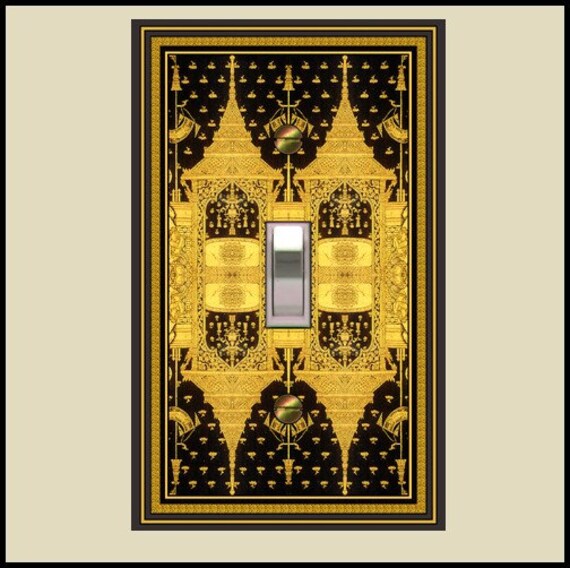 0474x- Asian golden pagoda design switch plate - mrs butler switch plate cover