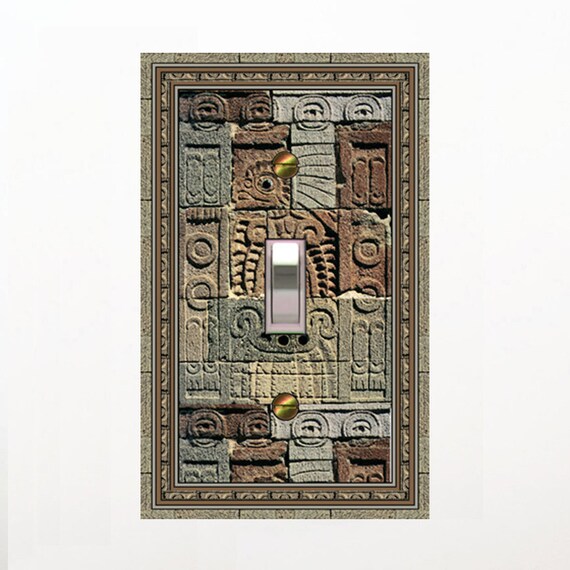 1630X Flat Image of Ancient Aztec Symbols Stone Carving Mexico ~ Mrs Butler Unique Switchplate Cover ~ Use Drop Down Boxes Below