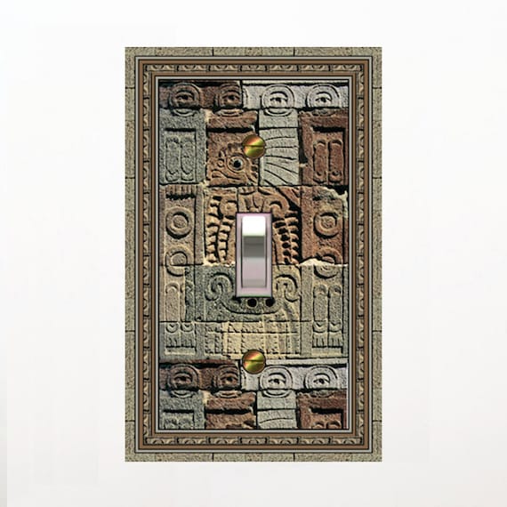 1630X Flat Image of Ancient Aztec Symbols Stone Carving Mexico ~ Mrs Butler Unique Switchplate Cover ~ Use Drop Down Boxes Below