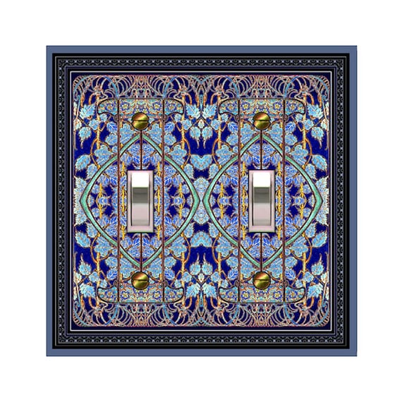 0533X Art Nouveau Mucha Intricate Flowers Leaves Vines Mostly Cobalt Aqua/Teal ~ Mrs Butler Unique Switchplate Cover ~ Use Drop Downs Below