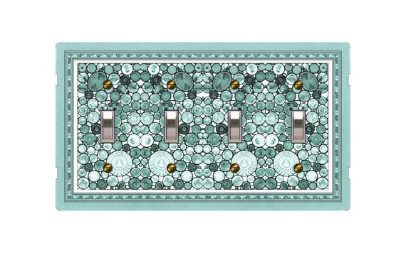 1185D Flat Image of Aqua Teal Faux Glass Orbs ~ Mrs Butler Unique Switchplate Cover ~ Use Drop Down Box Below ~ See 1185 Other Color ORBS