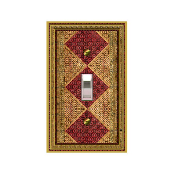 0760B - Persian Rug/Red Diamond Bkgd Pattern - mrs butler switch plate - () mix/match with 0760a