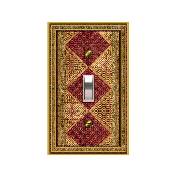 0760B - Persian Rug/Red Diamond Bkgd Pattern - mrs butler switch plate - () mix/match with 0760a