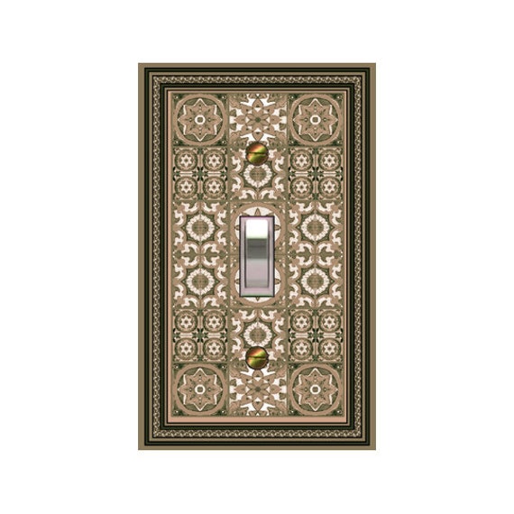 0119b -   Brown Tile Bkgd  light switch plate cover - mrs butler switchplates (choose sizes/prices from drop down box