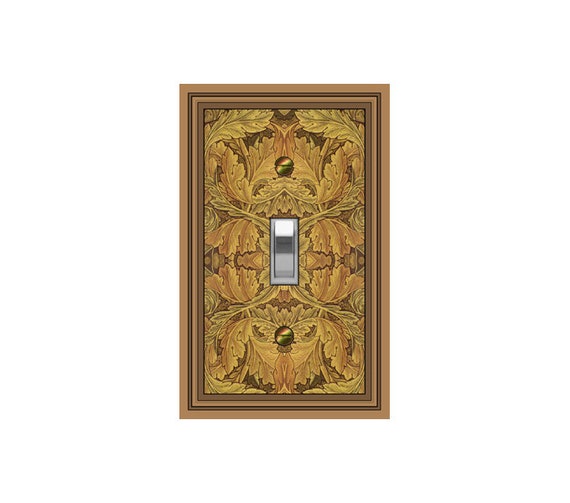 0800B Art Nouveau Wm Morris Gold Leaves Design ~ Mrs Butler Unique Switchplate Cover ~ Use Drop Down Box Below ~ See Other Morris Designs