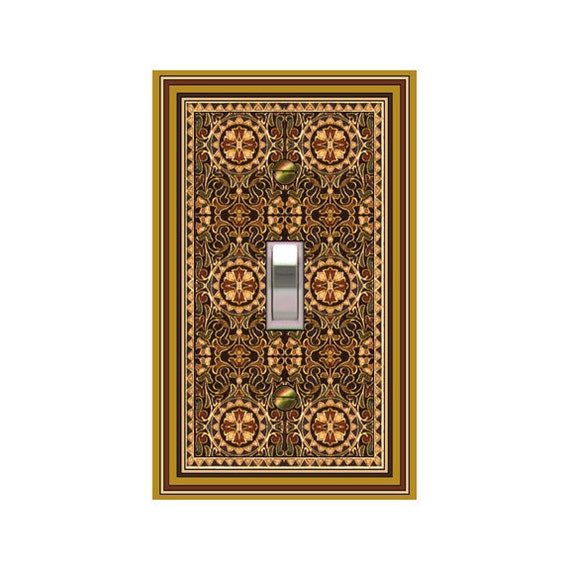0764B Flat Image Faux-Textured LOOK Ornate Golden Enamel Design ~ Mrs Butler Unique Switchplate Cover ~ Use Drop Down Boxes Below