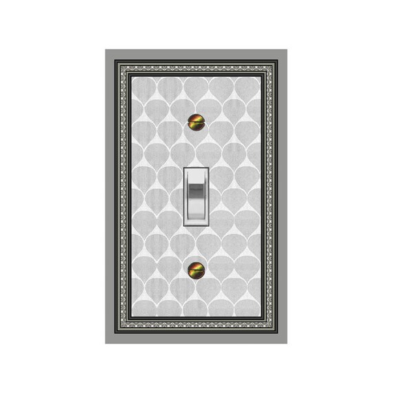 0616B Pale Gray & White Pattern Scalloped Design ~ Mrs Butler Unique Switchplate Cover ~ Use Drop Down Boxes Below ~ See 0616A-D Variations
