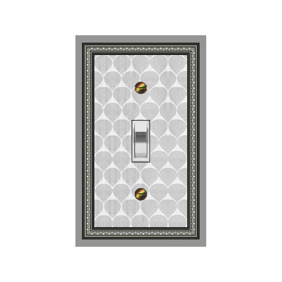 0616B Pale Gray & White Pattern Scalloped Design ~ Mrs Butler Unique Switchplate Cover ~ Use Drop Down Boxes Below ~ See 0616A-D Variations