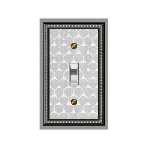 0616B Pale Gray & White Pattern Scalloped Design ~ Mrs Butler Unique Switchplate Cover ~ Use Drop Down Boxes Below ~ See 0616A-D Variations