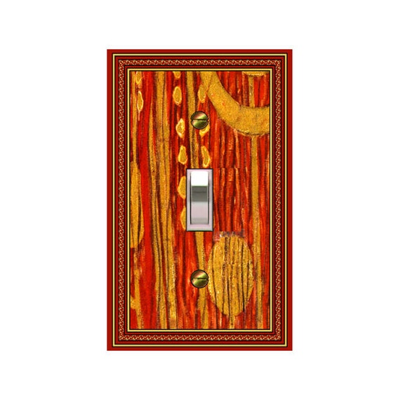 0706b - Red and Gold Drapery - mrs butler switch plate covers -