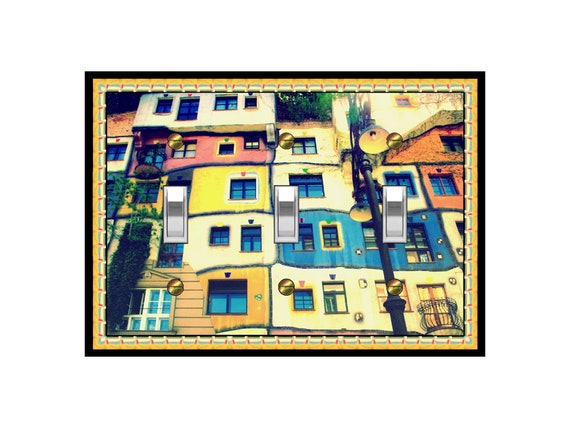 0268X Vienna Hundertwasser House Colorful City Street ~ Mrs Butler Unique Switchplate ~ Use Drop Downs ~ See Other Hundertwasser Designs